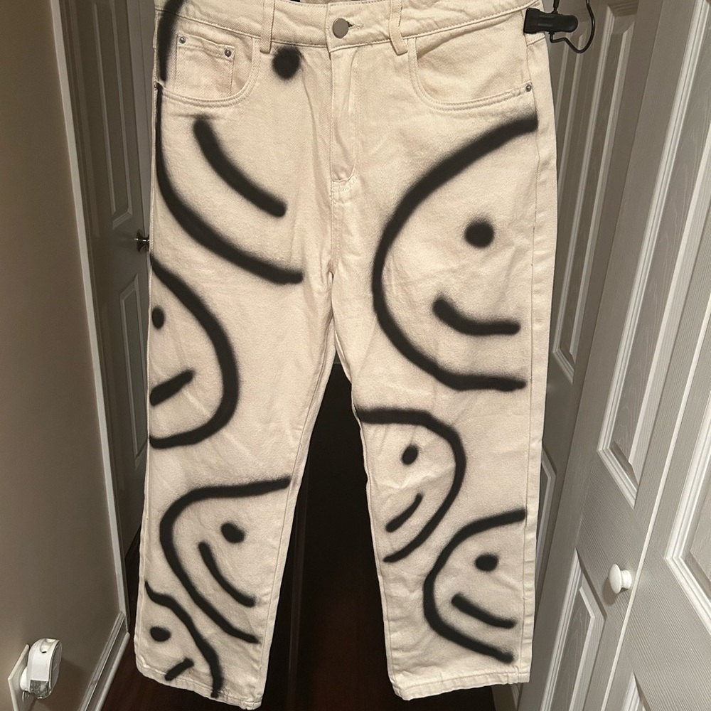 Cider Cream and Black Relaxed Jeans